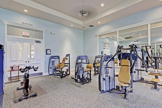 202 Isle Verde Way, Palm Beach Gardens, FL 33418 - gym featuring recessed lighting, french doors, and baseboards