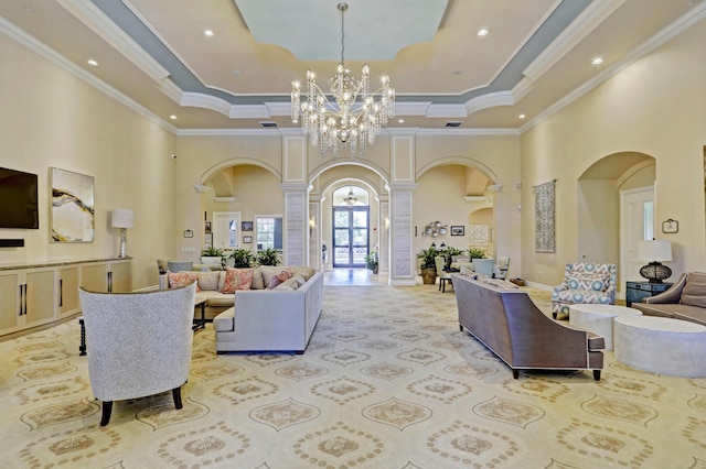 202 Isle Verde Way, Palm Beach Gardens, FL 33418 - building lobby with a towering ceiling, ornamental molding, and recessed lighting