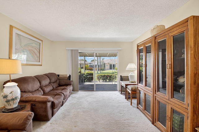 8644 Boca Dr, Boca Raton, FL 33433 - living area featuring a textured ceiling and carpet floors