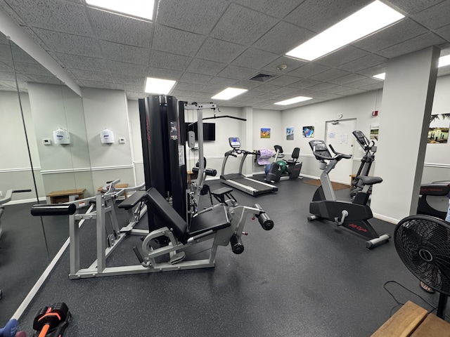 336 Golfview Rd Unit 706, North Palm Beach, FL 33408 - exercise room featuring a drop ceiling