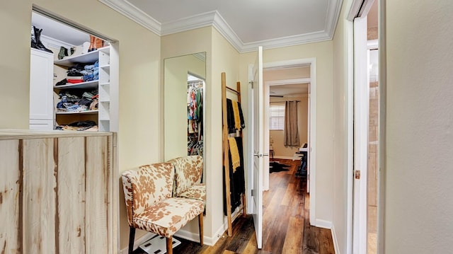 3001 W Linton Blvd Unit 204C, Delray Beach, FL 33445 - hallway with dark wood finished floors and ornamental molding