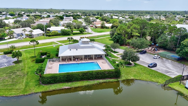 2867 SW Mustang Ter, Stuart, FL 34997 - drone / aerial view of a pool area and a large body of water