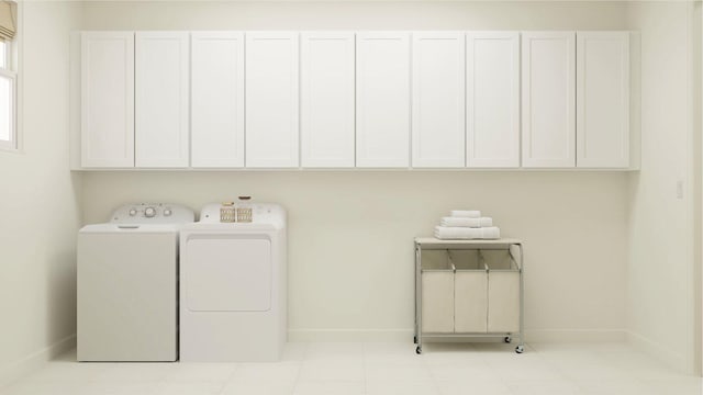 19153 Wood Stork Way, Loxahatchee, FL 33470 - washroom featuring baseboards, cabinet space, and washing machine and dryer
