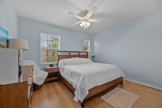 474 Francesca Ridge Rd, Boynton Beach, FL 33435 - bedroom with light wood-type flooring, ceiling fan, and baseboards