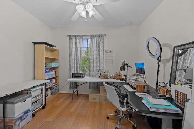 474 Francesca Ridge Rd, Boynton Beach, FL 33435 - office space featuring ceiling fan, wood finished floors, and baseboards