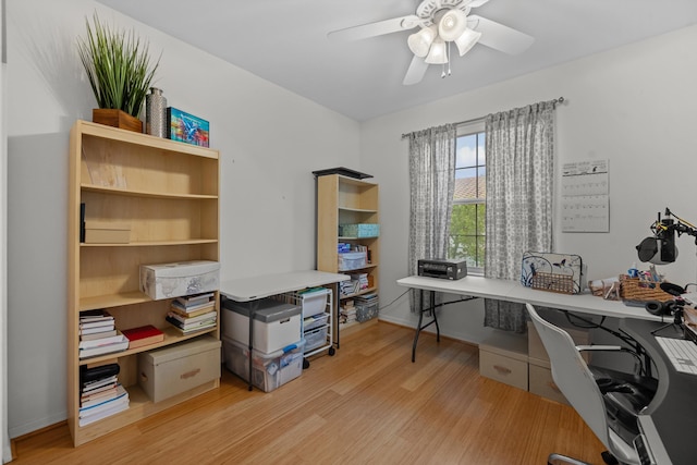474 Francesca Ridge Rd, Boynton Beach, FL 33435 - office area featuring light wood-style flooring, ceiling fan, and baseboards