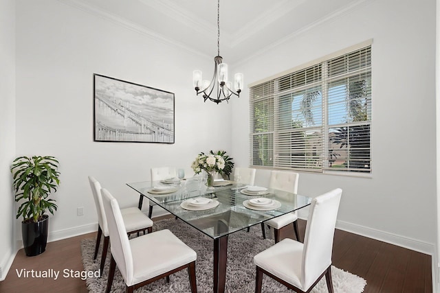 18006 SW Cosenza Way, Port Saint Lucie, FL 34987 - dining room with a chandelier, wood finished floors, ornamental molding, and baseboards