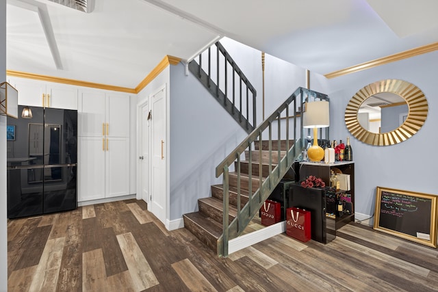 1508 15th Ter, Palm Beach Gardens, FL 33418 - stairs with wood finished floors and crown molding