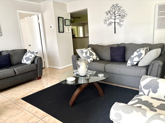 729 W Kalmia Dr, Lake Park, FL 33403 - tiled living area with ceiling fan