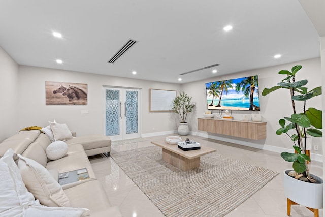 936 Upland Rd, West Palm Beach, FL 33401 - living area featuring recessed lighting, french doors, and baseboards