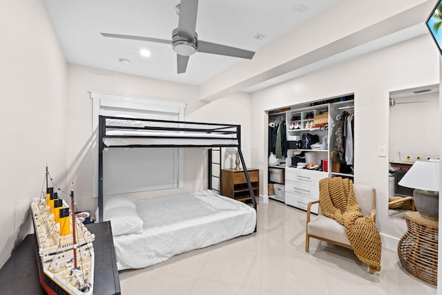 936 Upland Rd, West Palm Beach, FL 33401 - tiled bedroom with a closet and ceiling fan