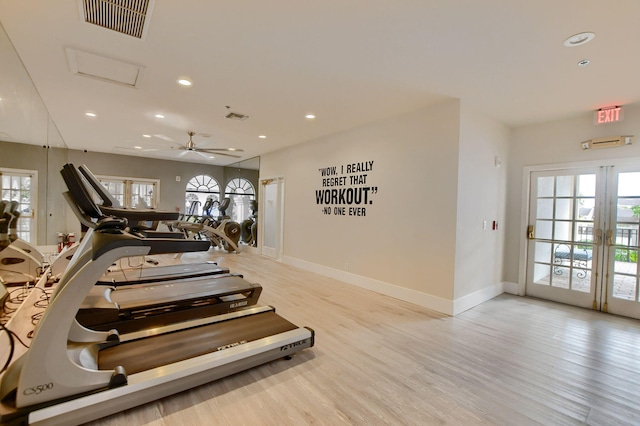 2373 NW 25th Way, Boca Raton, FL 33434 - exercise room with recessed lighting, wood finished floors, and attic access