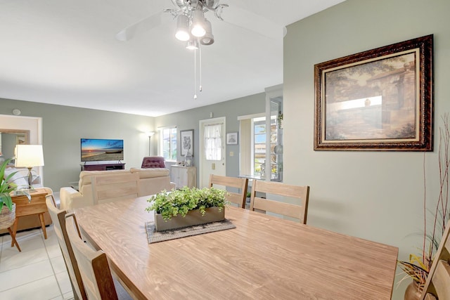 338 Pine Ridge Cir Unit B-1, Greenacres, FL 33463 - dining space featuring a ceiling fan and light tile patterned flooring