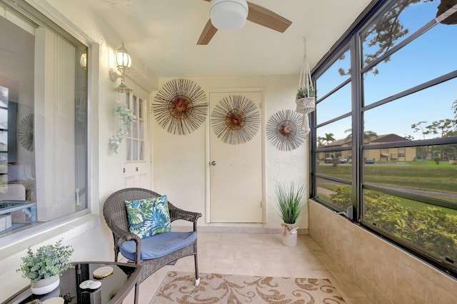 338 Pine Ridge Cir Unit B-1, Greenacres, FL 33463 - sunroom with a ceiling fan