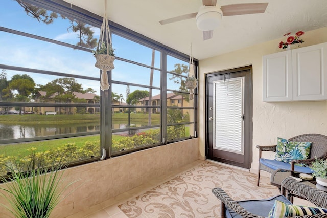 338 Pine Ridge Cir Unit B-1, Greenacres, FL 33463 - sunroom / solarium featuring a water view and healthy amount of natural light