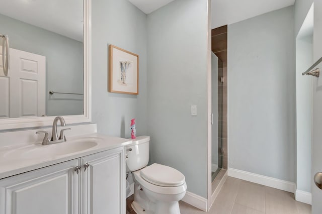 1220 N Swinton Ave, Delray Beach, FL 33444 - bathroom with toilet, vanity, a shower stall, and baseboards