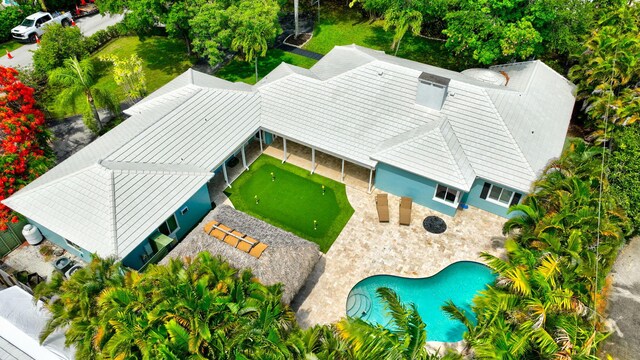 1220 N Swinton Ave, Delray Beach, FL 33444 - view from above of property with a pool area