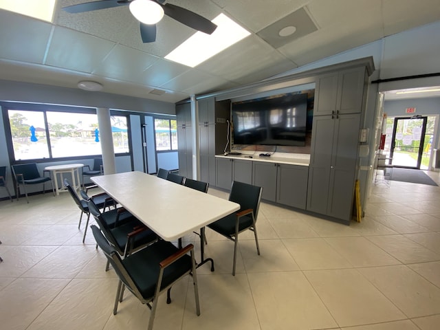 302 Pine Ridge Cir Unit D-1, Greenacres, FL 33463 - dining space with ceiling fan and light tile patterned floors