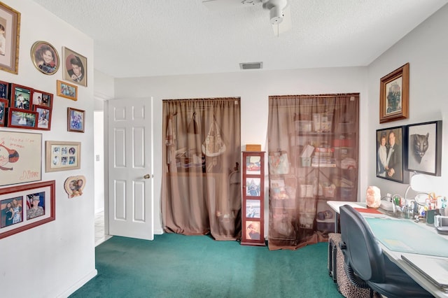 3928 Coelebs Ave, Boynton Beach, FL 33436 - carpeted office with a textured ceiling and a ceiling fan