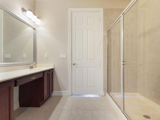 110 W Coda Cir Unit 110, Delray Beach, FL 33444 - full bath with vanity, tile patterned floors, and a shower stall