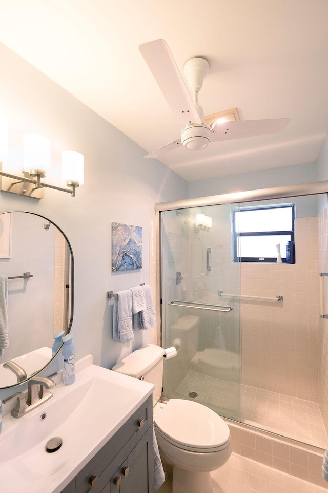 4600 Wildwood Tree A Ln Unit A, Boynton Beach, FL 33436 - full bathroom featuring vanity, a shower stall, and toilet