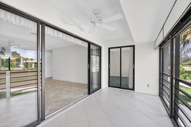 3946 Quail Ridge Dr N, Boynton Beach, FL 33436 - unfurnished sunroom featuring ceiling fan and plenty of natural light