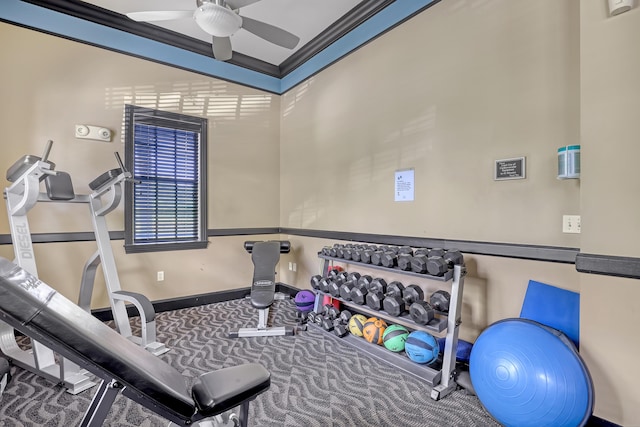 4903 Midtown Ln Unit 3114, Palm Beach Gardens, FL 33418 - exercise room featuring ceiling fan and carpet