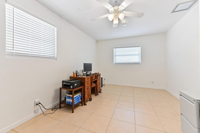 522 Evergreen Dr, Lake Park, FL 33403 - office featuring ceiling fan, baseboards, and light tile patterned floors