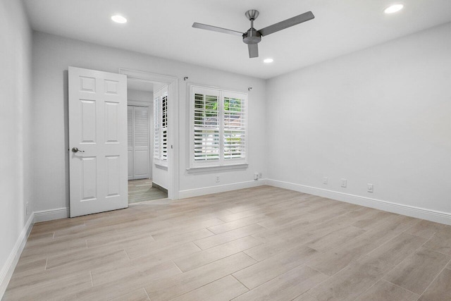3356 NW 24th Way, Boca Raton, FL 33431 - unfurnished bedroom with light wood-type flooring, recessed lighting, and a ceiling fan