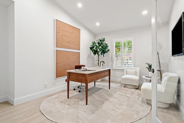 3356 NW 24th Way, Boca Raton, FL 33431 - office space featuring recessed lighting, light wood-type flooring, and vaulted ceiling