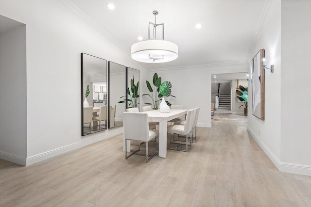 3356 NW 24th Way, Boca Raton, FL 33431 - dining room with light wood-type flooring, crown molding, and recessed lighting