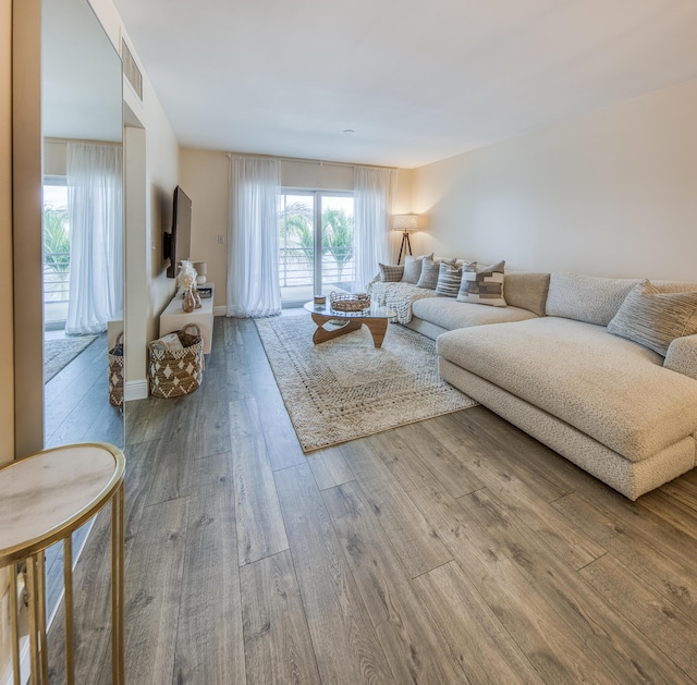 1428 S Lakeside Dr Unit 31, Lake Worth Beach, FL 33460 - living room with hardwood / wood-style floors