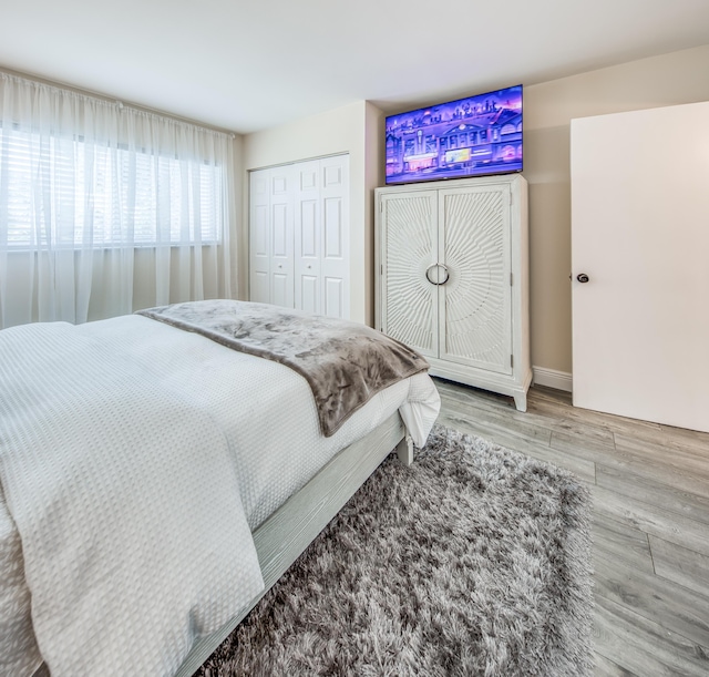 1428 S Lakeside Dr Unit 31, Lake Worth Beach, FL 33460 - bedroom with wood finished floors and a closet