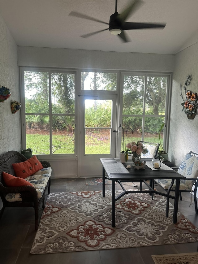 1583 SW Harbour Isles Cir Unit 57, Port Saint Lucie, FL 34986 - sunroom with a ceiling fan and healthy amount of natural light