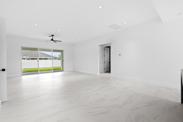 4037 SW Port St Lucie Blvd, Port Saint Lucie, FL 34953 - spare room with a ceiling fan, recessed lighting, baseboards, and light marble finish flooring