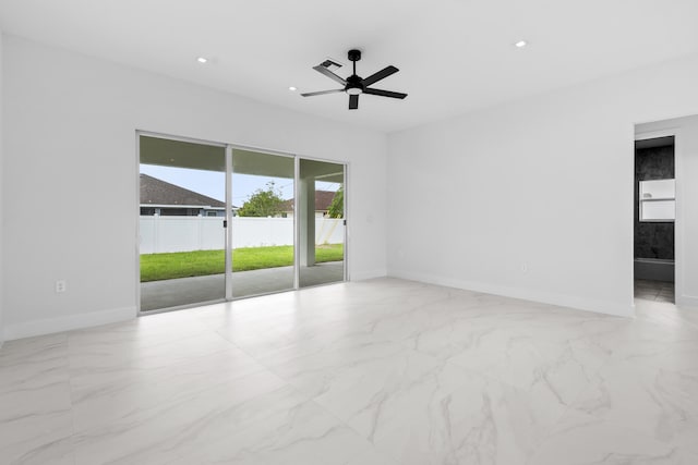 4037 SW Port St Lucie Blvd, Port Saint Lucie, FL 34953 - unfurnished room featuring ceiling fan, baseboards, marble finish flooring, and recessed lighting