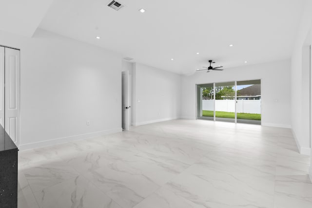 4037 SW Port St Lucie Blvd, Port Saint Lucie, FL 34953 - empty room with ceiling fan, light marble finish flooring, recessed lighting, and baseboards