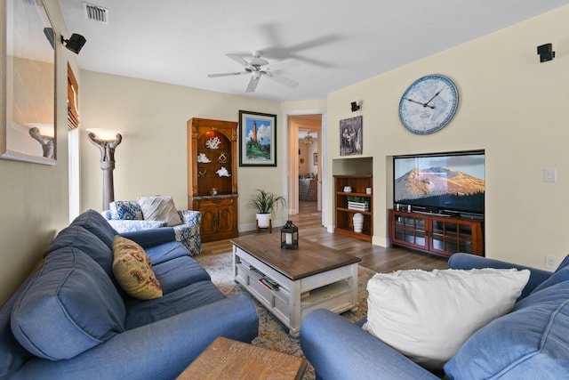 256 Coconut Pt, Jupiter, FL 33458 - living room featuring wood finished floors, ceiling fan, and baseboards