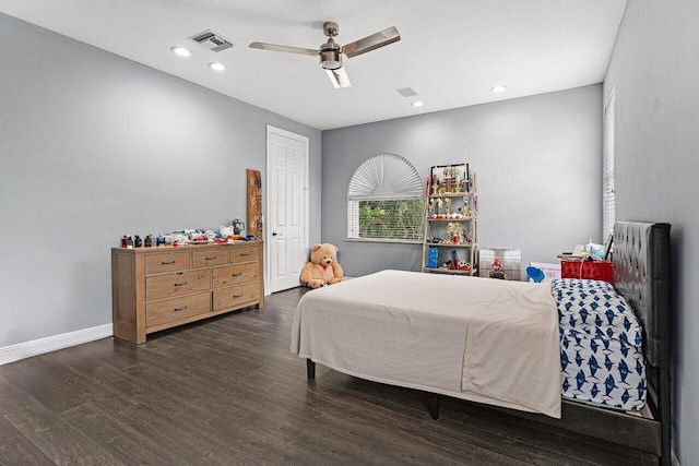 16370 Via Fontana, Delray Beach, FL 33484 - bedroom with wood finished floors, baseboards, a ceiling fan, and recessed lighting