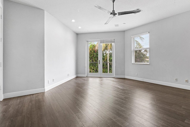 16370 Via Fontana, Delray Beach, FL 33484 - empty room featuring ceiling fan, baseboards, dark wood finished floors, and recessed lighting