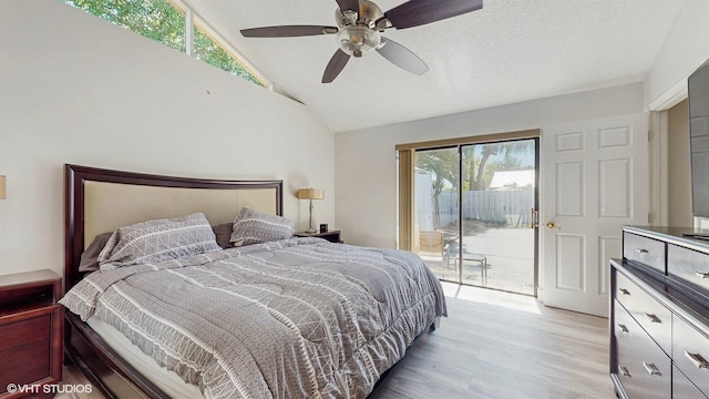 8912 Thumbwood Cir Unit C, Boynton Beach, FL 33436 - bedroom with access to outside, vaulted ceiling, light wood-type flooring, and a ceiling fan