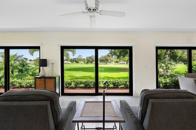 4483 Meadowlark Ln, Boynton Beach, FL 33436 - living room with healthy amount of natural light and ceiling fan