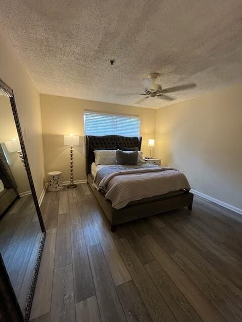 3153 Clint Moore Rd Unit 204, Boca Raton, FL 33496 - bedroom with a textured ceiling, hardwood / wood-style flooring, baseboards, and a ceiling fan