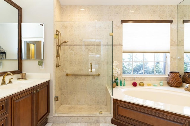 256 Eagleton Estates Blvd, Palm Beach Gardens, FL 33418 - full bath featuring a shower stall, vanity, and a garden tub