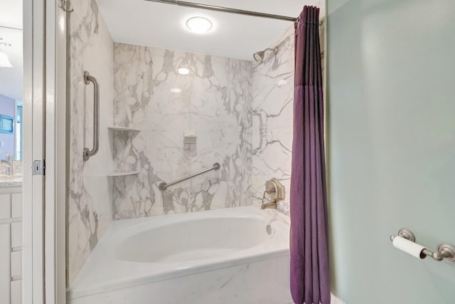 4740 S Ocean Blvd Unit 202, Highland Beach, FL 33487 - full bath with a combined bath / shower with marble appearance and vanity