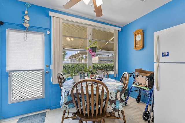 2161 NE 1st Ct Unit 101, Boynton Beach, FL 33435 - dining area featuring tile patterned floors and ceiling fan