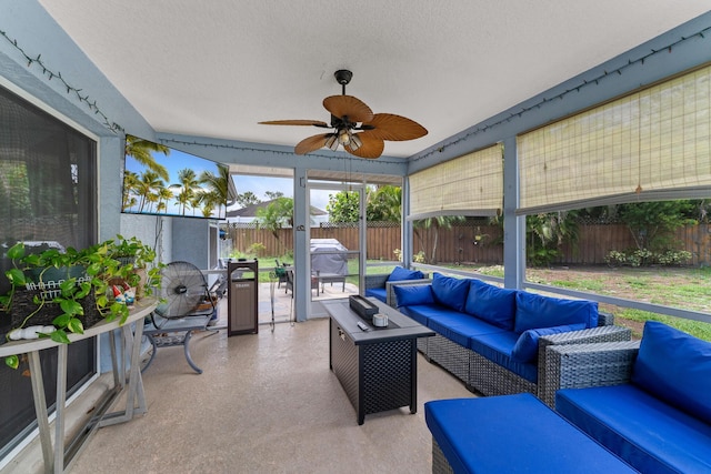 504 SW Pea Ct, Port Saint Lucie, FL 34953 - sunroom / solarium featuring an outdoor living space and a ceiling fan