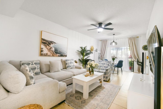 2916 Tuscany Ct Unit 104, Palm Beach Gardens, FL 33410 - living room featuring ceiling fan and light tile patterned floors