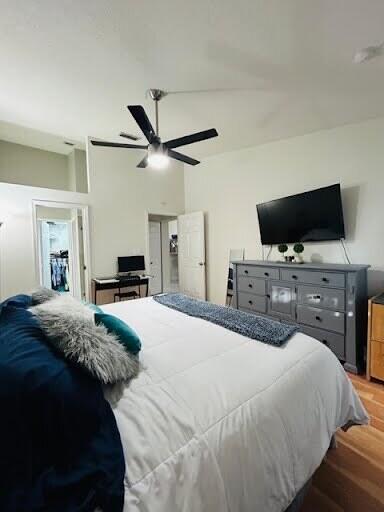 7624 Pinewalk Dr S Unit 147, Margate, FL 33063 - bedroom with wood finished floors and ceiling fan