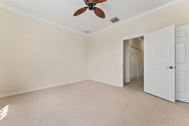 128 W Thatch Palm Cir, Jupiter, FL 33458 - unfurnished bedroom with crown molding, light colored carpet, baseboards, and ceiling fan